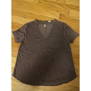 Me to We, women's brown short sleeve cut out casual shirt size XS